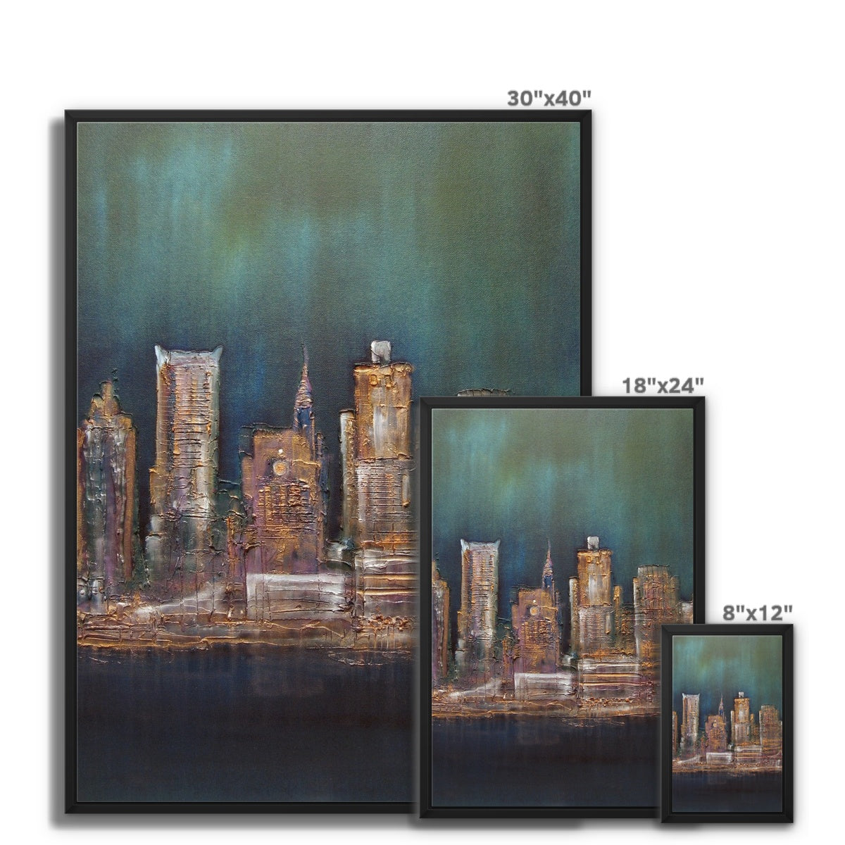New York West Side Painting | Framed Canvas From Scotland-Floating Framed Canvas Prints-World Art Gallery-Paintings, Prints, Homeware, Art Gifts From Scotland By Scottish Artist Kevin Hunter