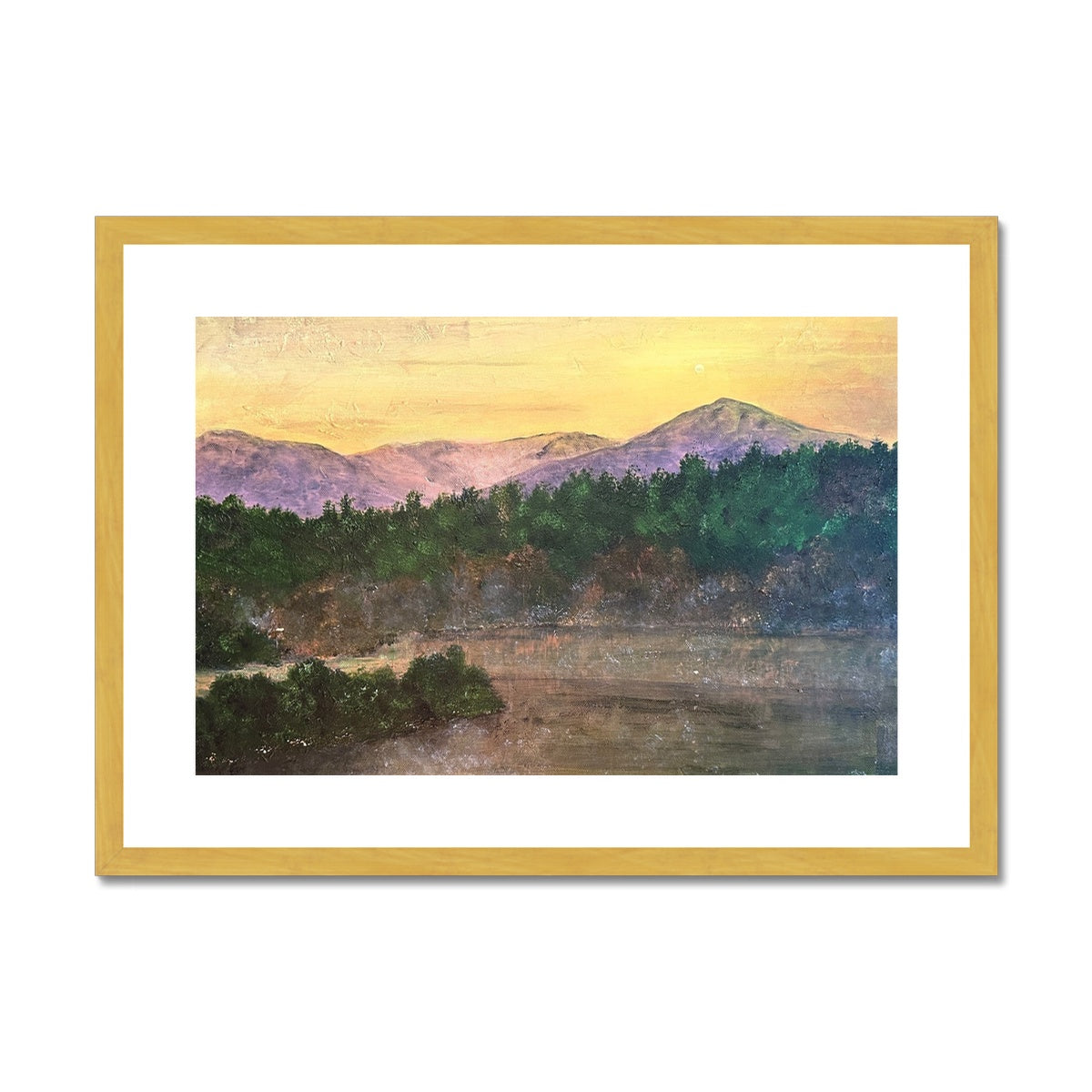 Ben Tee Invergarry Painting | Antique Framed & Mounted Prints From Scotland-Antique Framed & Mounted Prints-Scottish Lochs & Mountains Art Gallery-A2 Landscape-Gold Frame-Paintings, Prints, Homeware, Art Gifts From Scotland By Scottish Artist Kevin Hunter