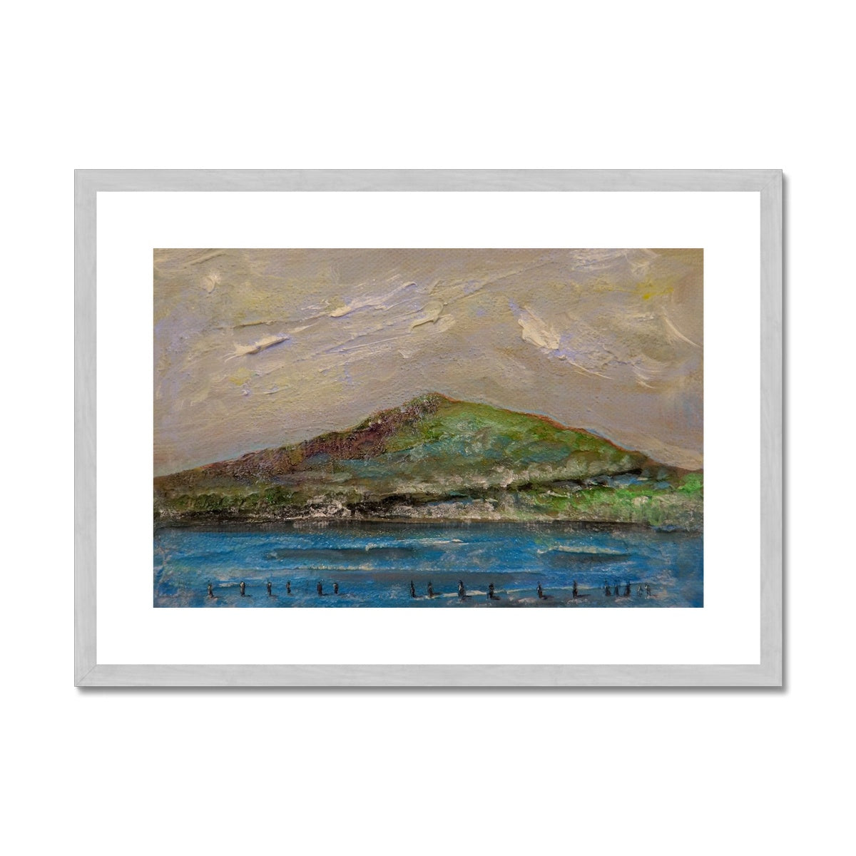 Ben Lomond iii Painting | Antique Framed & Mounted Prints From Scotland-Antique Framed & Mounted Prints-Scottish Lochs & Mountains Art Gallery-A2 Landscape-Silver Frame-Paintings, Prints, Homeware, Art Gifts From Scotland By Scottish Artist Kevin Hunter