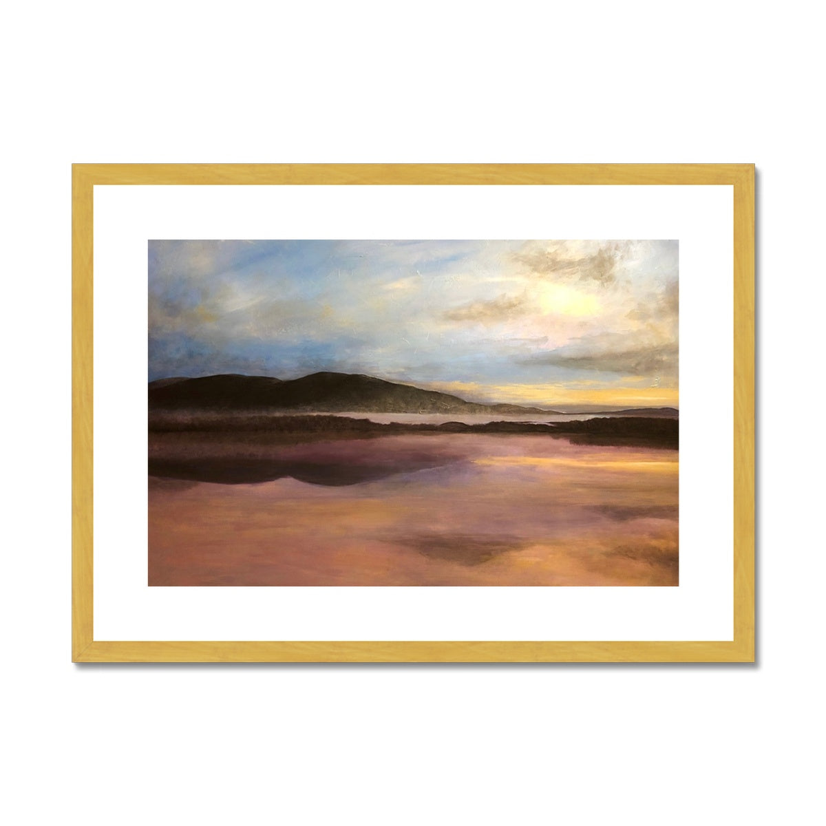 Loch Garten Painting | Antique Framed & Mounted Prints From Scotland-Antique Framed & Mounted Prints-Scottish Lochs & Mountains Art Gallery-A2 Landscape-Gold Frame-Paintings, Prints, Homeware, Art Gifts From Scotland By Scottish Artist Kevin Hunter