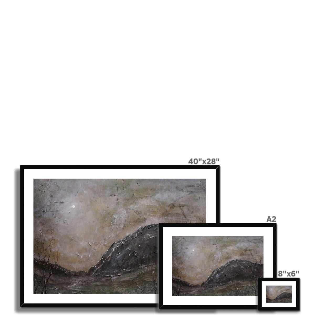 Glen Nevis Moonlight Painting | Framed & Mounted Prints From Scotland-Framed & Mounted Prints-Scottish Lochs & Mountains Art Gallery-Paintings, Prints, Homeware, Art Gifts From Scotland By Scottish Artist Kevin Hunter
