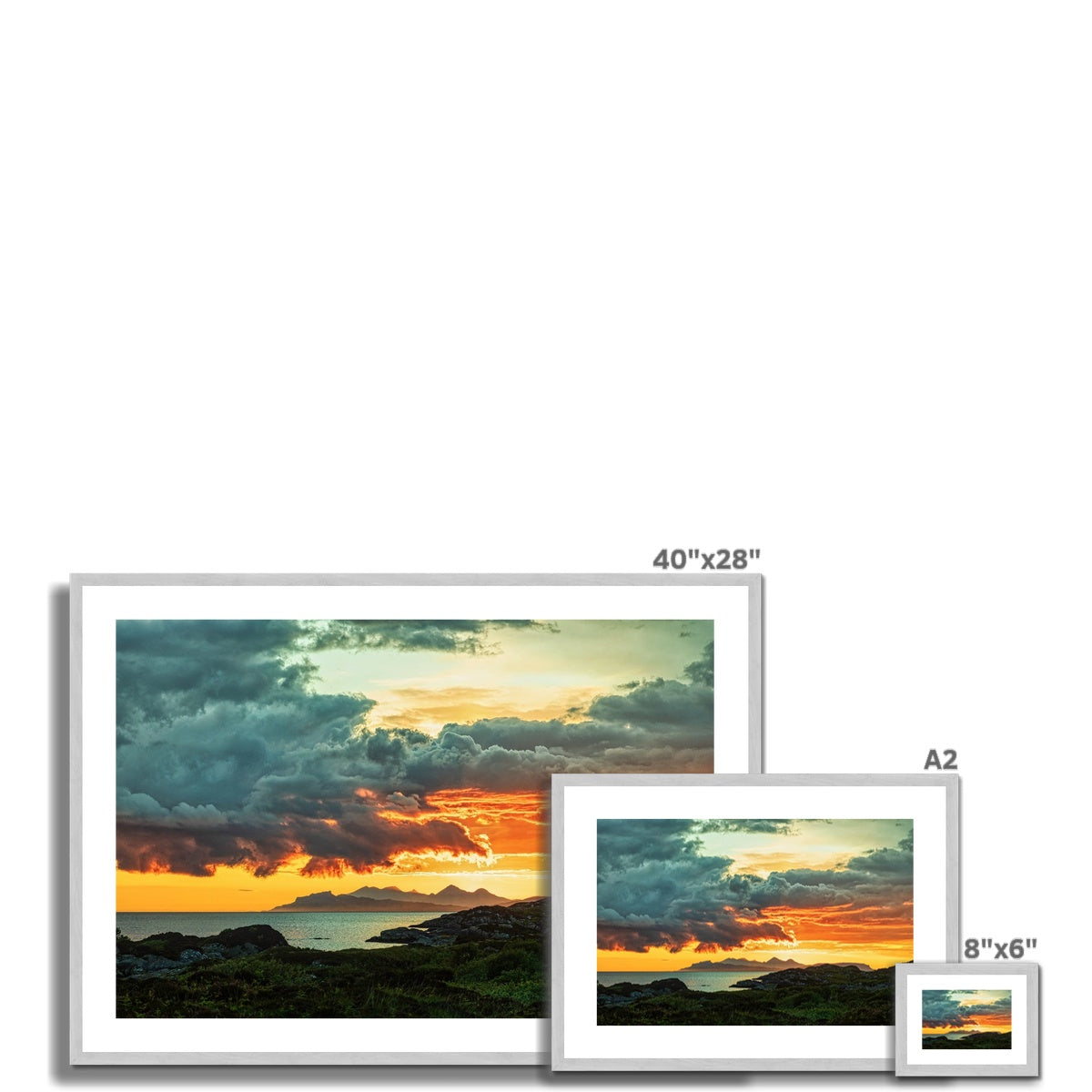 Sunset Over Skye From Ardtoe Scottish Landscape Photography | Antique Framed & Mounted Print