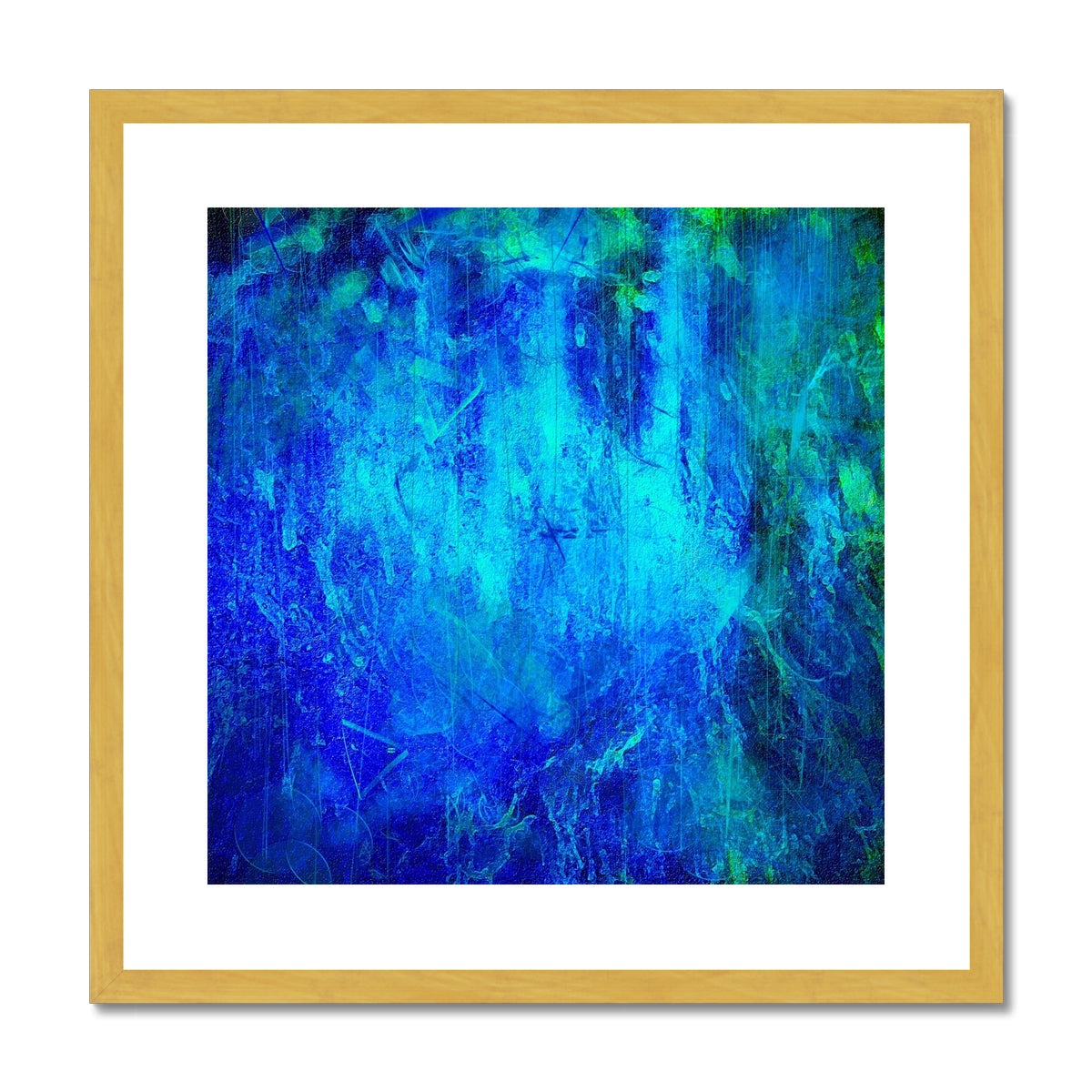 The Waterfall Abstract Painting | Antique Framed & Mounted Prints From Scotland-Antique Framed & Mounted Prints-Abstract & Impressionistic Art Gallery-20"x20"-Gold Frame-Paintings, Prints, Homeware, Art Gifts From Scotland By Scottish Artist Kevin Hunter