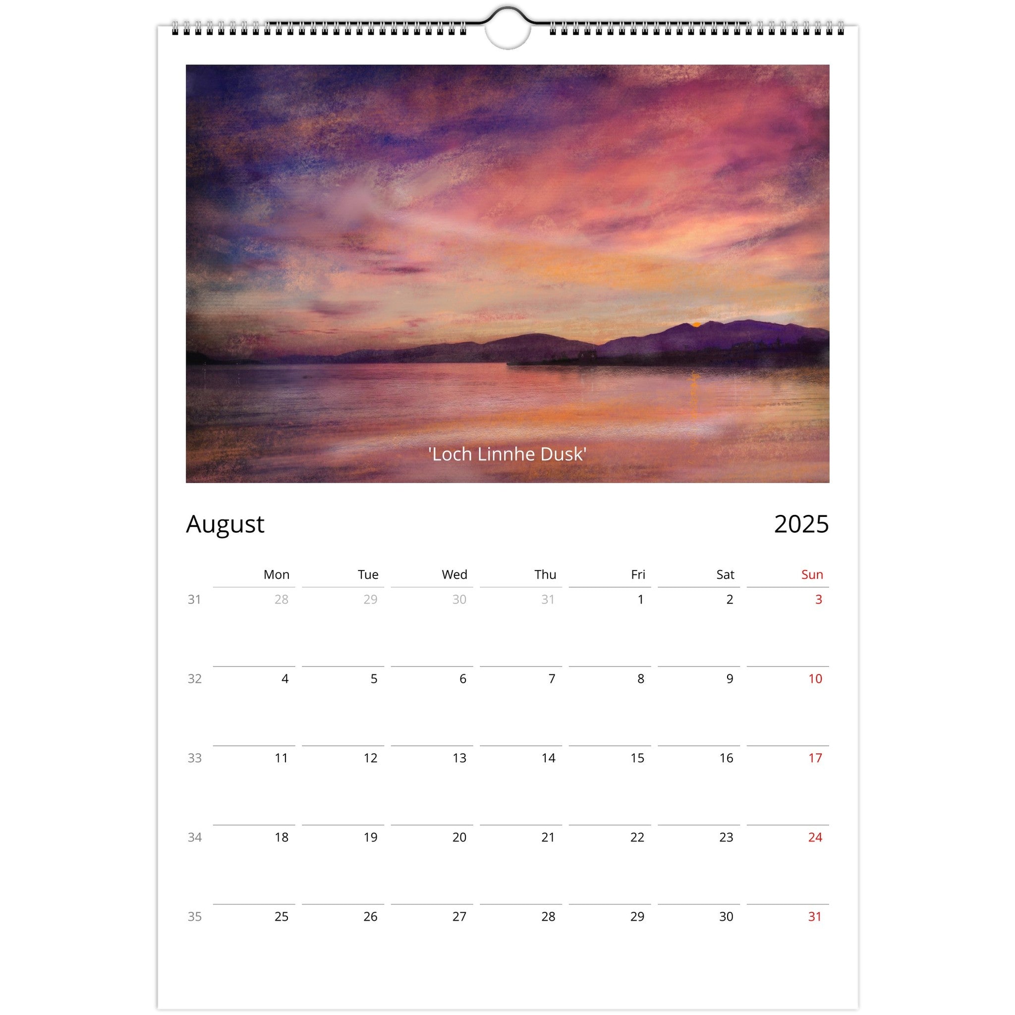 2025 A3 Art Calendar | Hunter Scottish Artist | Hunter Scottish Artist | Paintings, Prints, Homeware and Art Gifts From Scotland By Scottish Artist Kevin Hunter