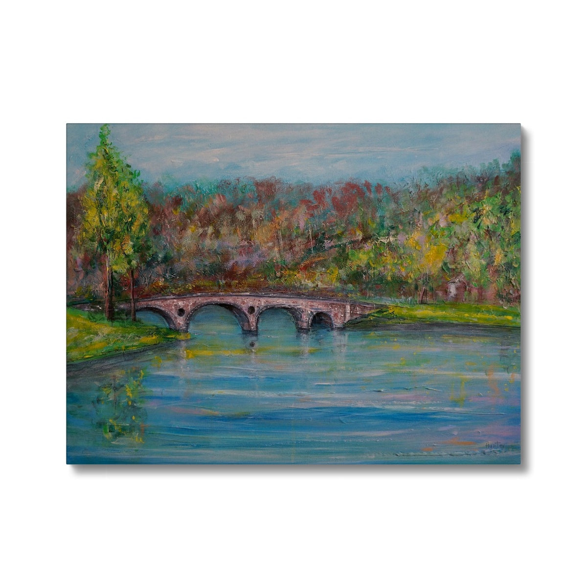 Kenmore Bridge Painting | Canvas-Contemporary Stretched Canvas Prints-Scottish Highlands & Lowlands Art Gallery-24"x18"-White Wrap-Paintings, Prints, Homeware, Art Gifts From Scotland By Scottish Artist Kevin Hunter