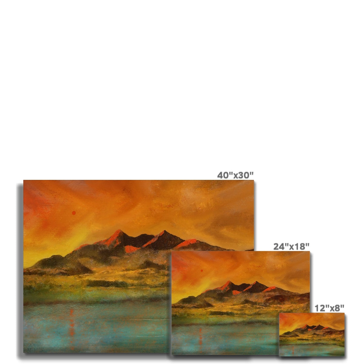 Skye Red Moon Cuillin Painting | Canvas From Scotland-Contemporary Stretched Canvas Prints-Skye Art Gallery-Paintings, Prints, Homeware, Art Gifts From Scotland By Scottish Artist Kevin Hunter