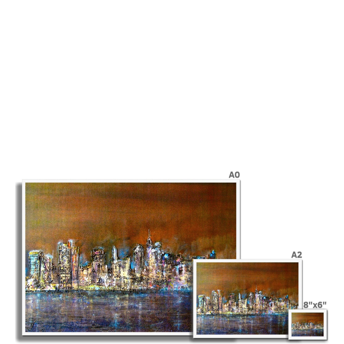 Manhattan Nights Painting | Framed Prints From Scotland-Framed Prints-World Art Gallery-Paintings, Prints, Homeware, Art Gifts From Scotland By Scottish Artist Kevin Hunter