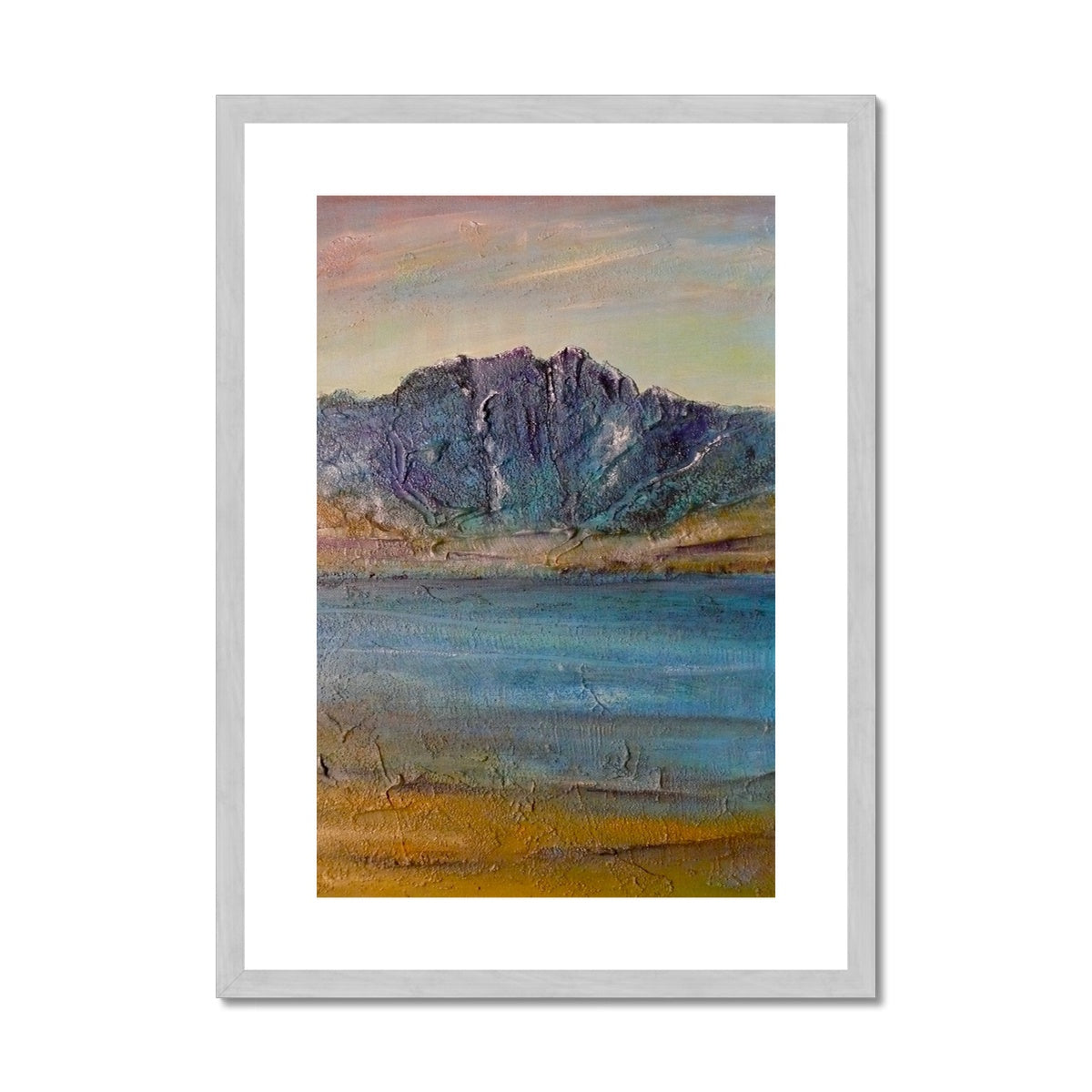 Torridon Painting | Antique Framed & Mounted Prints From Scotland-Antique Framed & Mounted Prints-Scottish Lochs & Mountains Art Gallery-A2 Portrait-Silver Frame-Paintings, Prints, Homeware, Art Gifts From Scotland By Scottish Artist Kevin Hunter