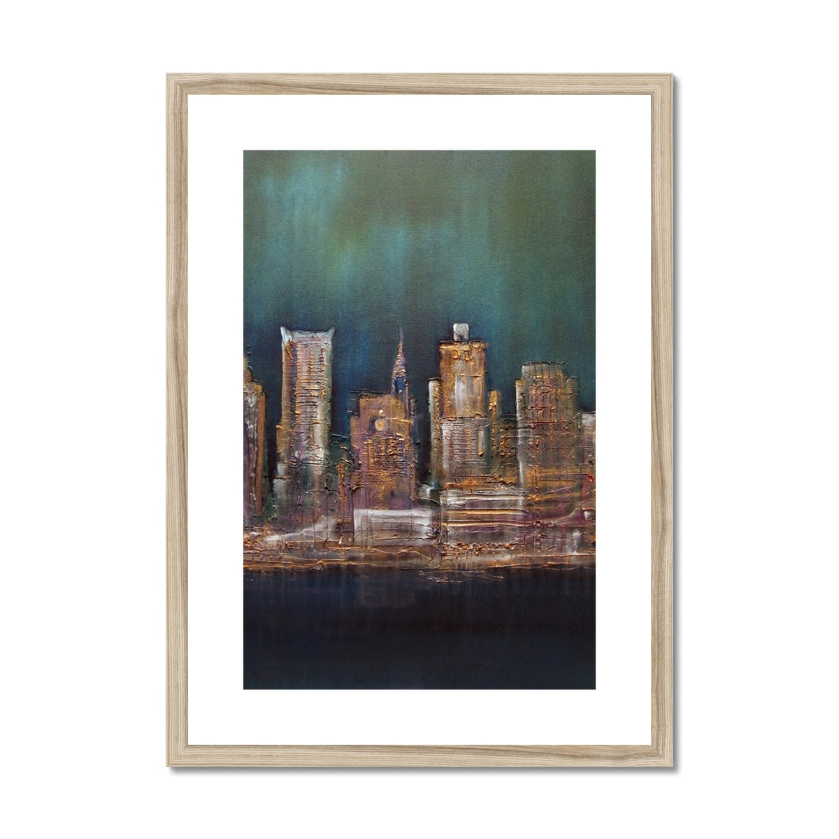 New York West Side Painting | Framed & Mounted Prints From Scotland-Framed & Mounted Prints-World Art Gallery-A2 Portrait-Natural Frame-Paintings, Prints, Homeware, Art Gifts From Scotland By Scottish Artist Kevin Hunter