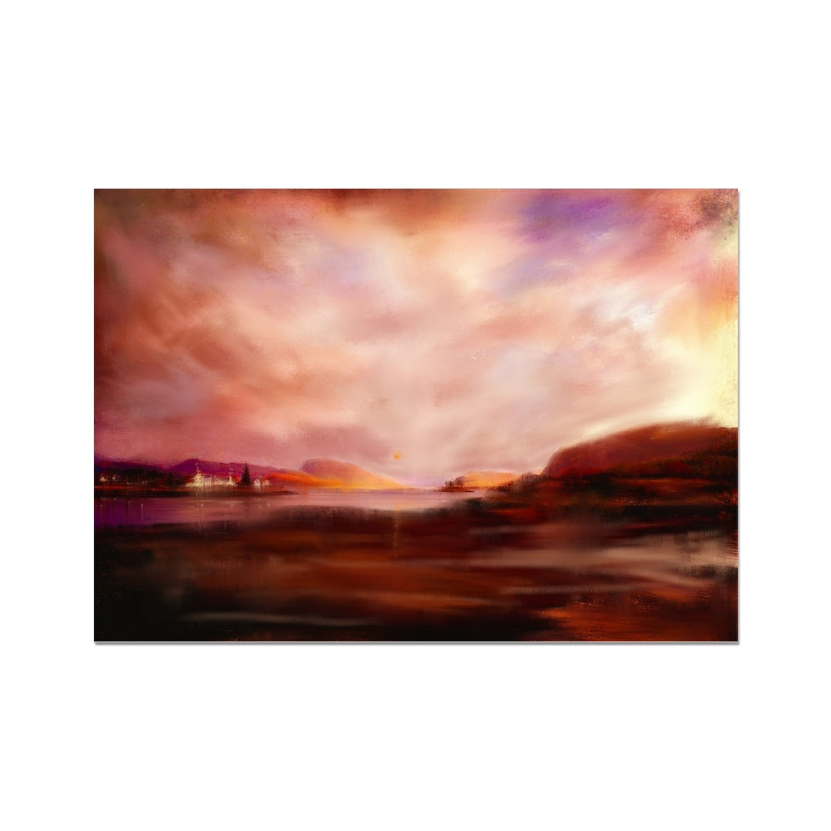 Plockton Sunset Painting | Fine Art Prints From Scotland-Unframed Prints-Scottish Highlands & Lowlands Art Gallery-A2 Landscape-Paintings, Prints, Homeware, Art Gifts From Scotland By Scottish Artist Kevin Hunter