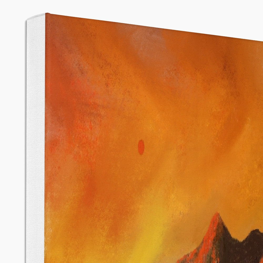 Skye Red Moon Cuillin Painting | Canvas From Scotland-Contemporary Stretched Canvas Prints-Skye Art Gallery-Paintings, Prints, Homeware, Art Gifts From Scotland By Scottish Artist Kevin Hunter