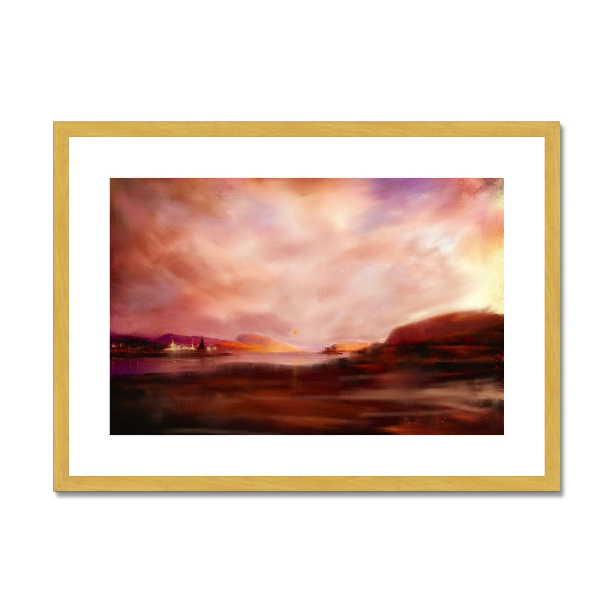 Plockton Sunset Painting | Antique Framed & Mounted Prints From Scotland