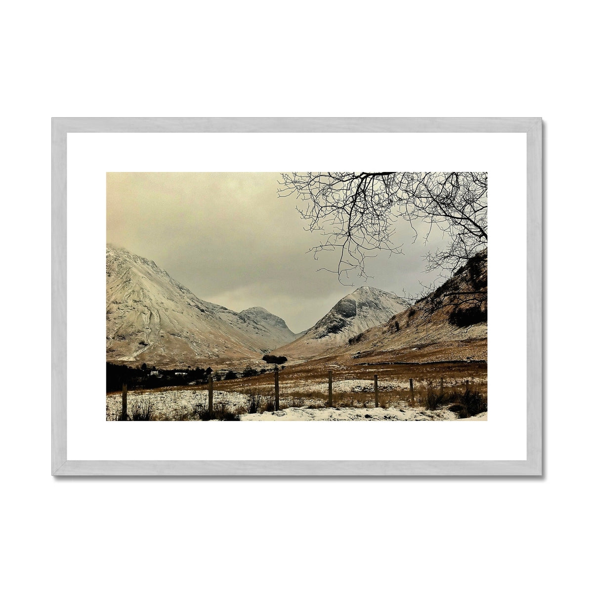 Winter In Glencoe Scottish Landscape Photography | Antique Framed & Mounted Print