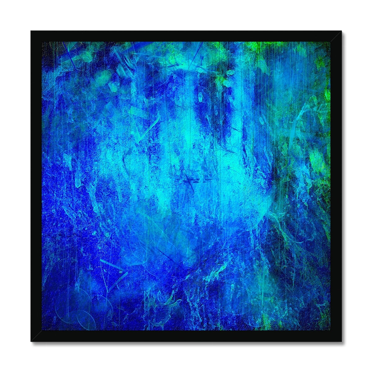 The Waterfall Abstract Painting | Framed Prints From Scotland-Framed Prints-Abstract & Impressionistic Art Gallery-20"x20"-Black Frame-Paintings, Prints, Homeware, Art Gifts From Scotland By Scottish Artist Kevin Hunter