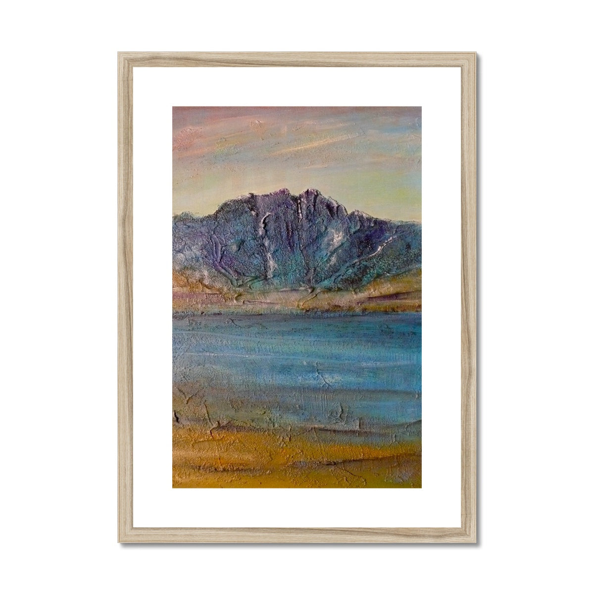 Torridon Painting | Framed & Mounted Prints From Scotland-Framed & Mounted Prints-Scottish Lochs & Mountains Art Gallery-A2 Portrait-Natural Frame-Paintings, Prints, Homeware, Art Gifts From Scotland By Scottish Artist Kevin Hunter