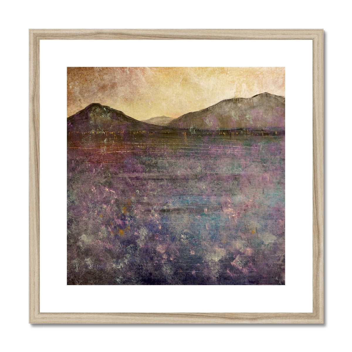 River Clyde Winter Dusk Painting | Framed & Mounted Prints From Scotland-Framed & Mounted Prints-River Clyde Art Gallery-20"x20"-Natural Frame-Paintings, Prints, Homeware, Art Gifts From Scotland By Scottish Artist Kevin Hunter