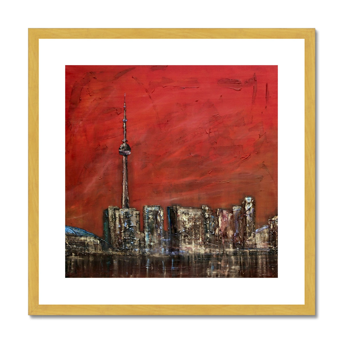 Toronto Sunset Painting | Antique Framed & Mounted Prints From Scotland-Antique Framed & Mounted Prints-World Art Gallery-20"x20"-Gold Frame-Paintings, Prints, Homeware, Art Gifts From Scotland By Scottish Artist Kevin Hunter