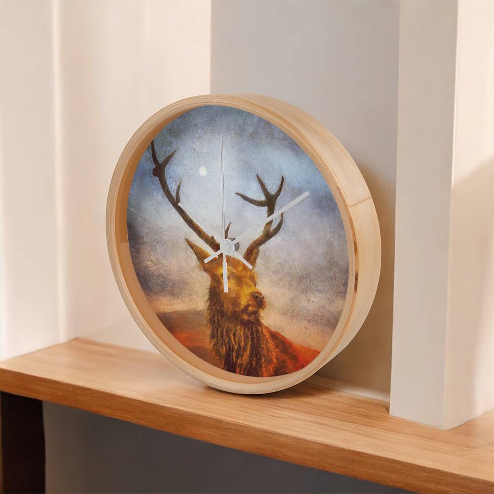 A Moonlight Highland Stag | Wall Art Clock | Scotland