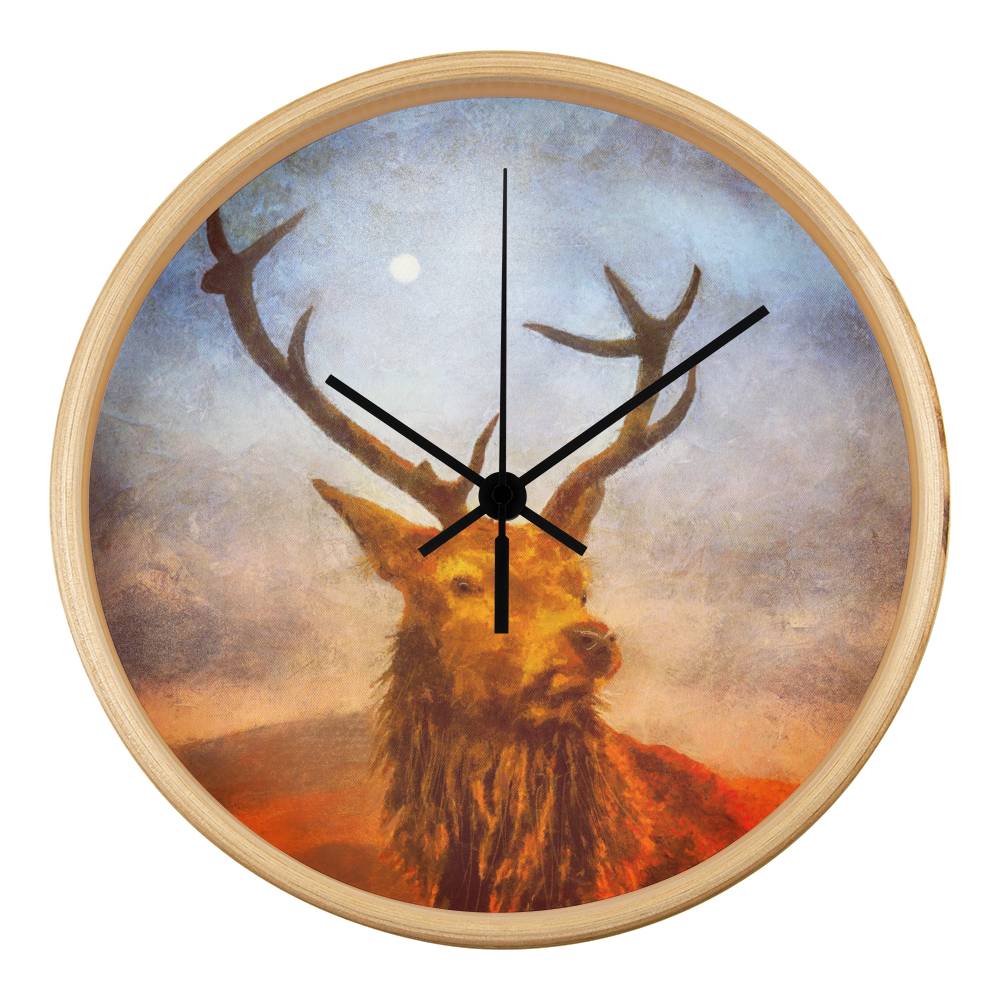 A Moonlight Highland Stag | Wall Art Clock | Scotland