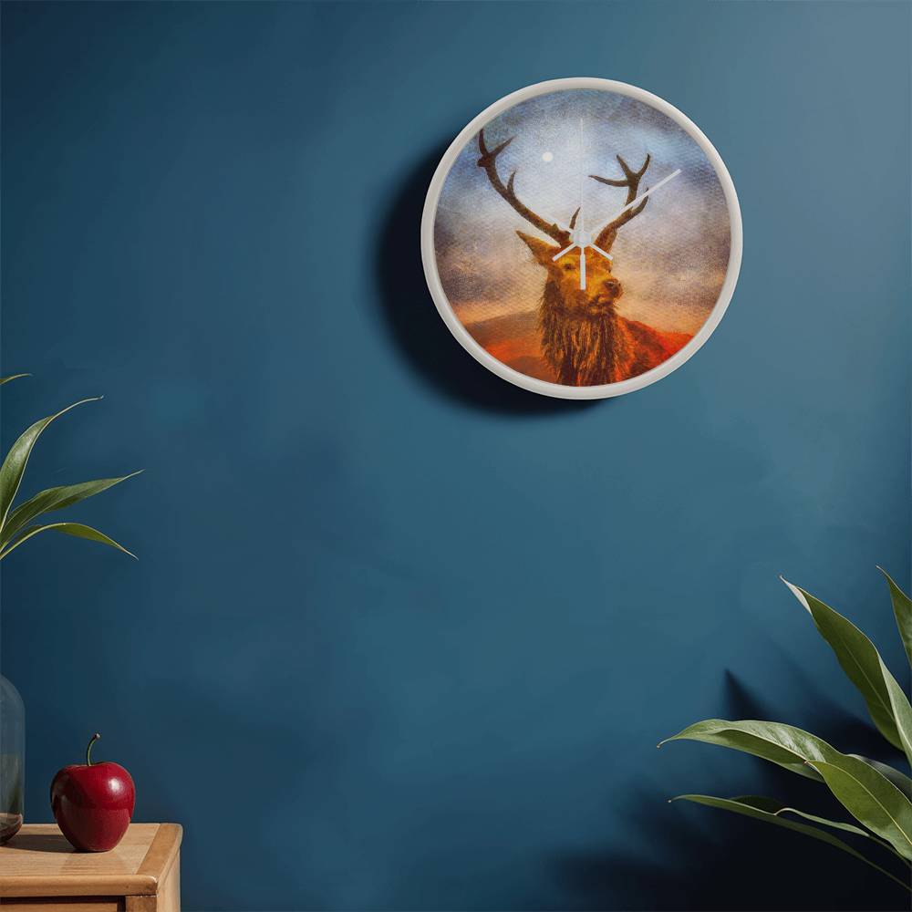 A Moonlight Highland Stag | Wall Art Clock | Scotland