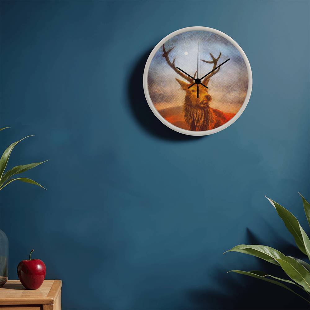 A Moonlight Highland Stag | Wall Art Clock | Scotland