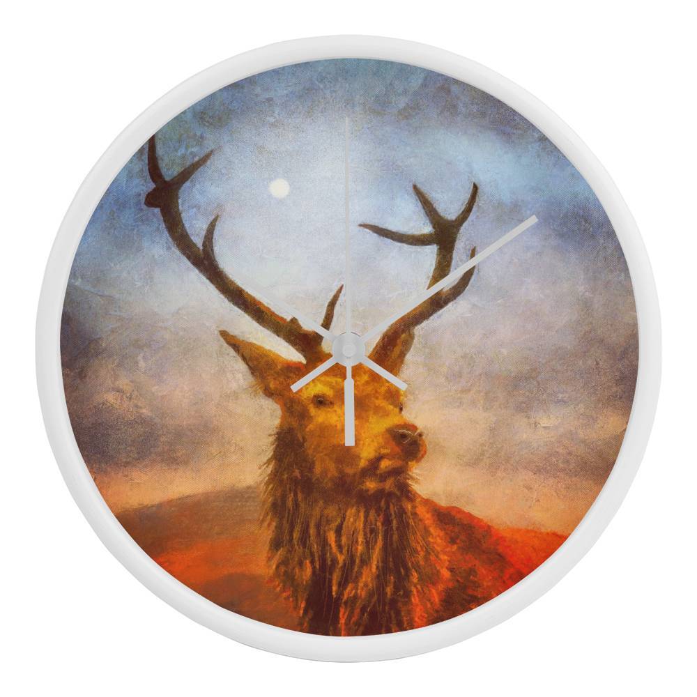 A Moonlight Highland Stag | Wall Art Clock | Scotland