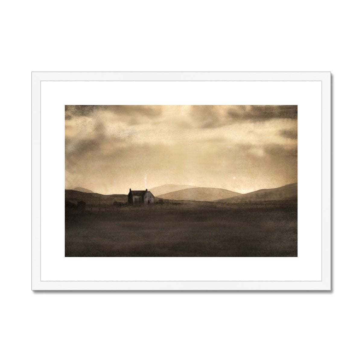 A Moonlit Croft Painting | Framed & Mounted Prints From Scotland