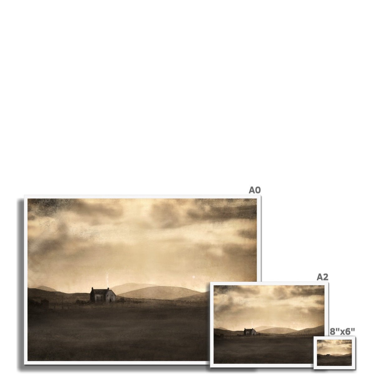 A Moonlit Croft Painting | Framed Prints From Scotland-Framed Prints-Hebridean Islands Art Gallery-Paintings, Prints, Homeware, Art Gifts From Scotland By Scottish Artist Kevin Hunter
