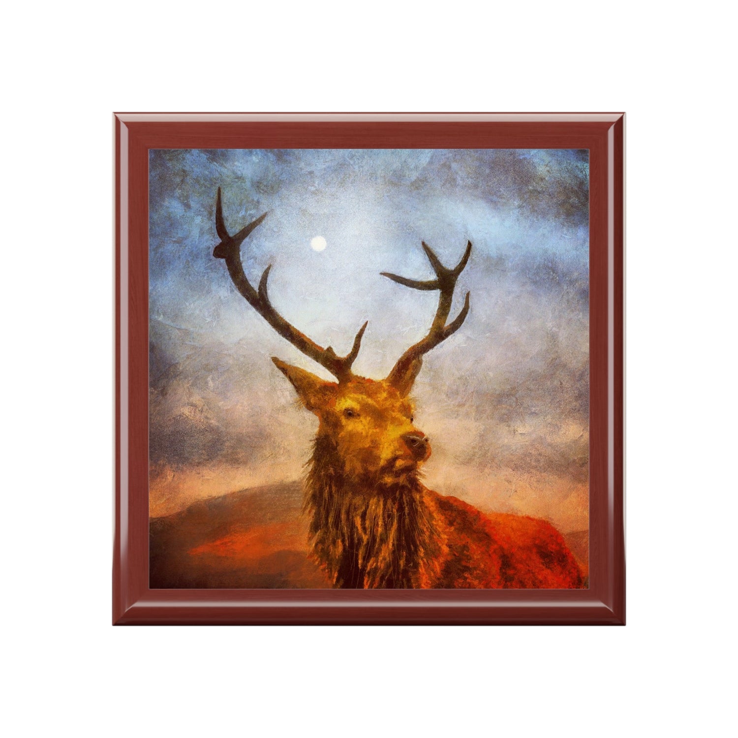 A Moonlit Highland Stag | Art Jewellery Box | Scotland