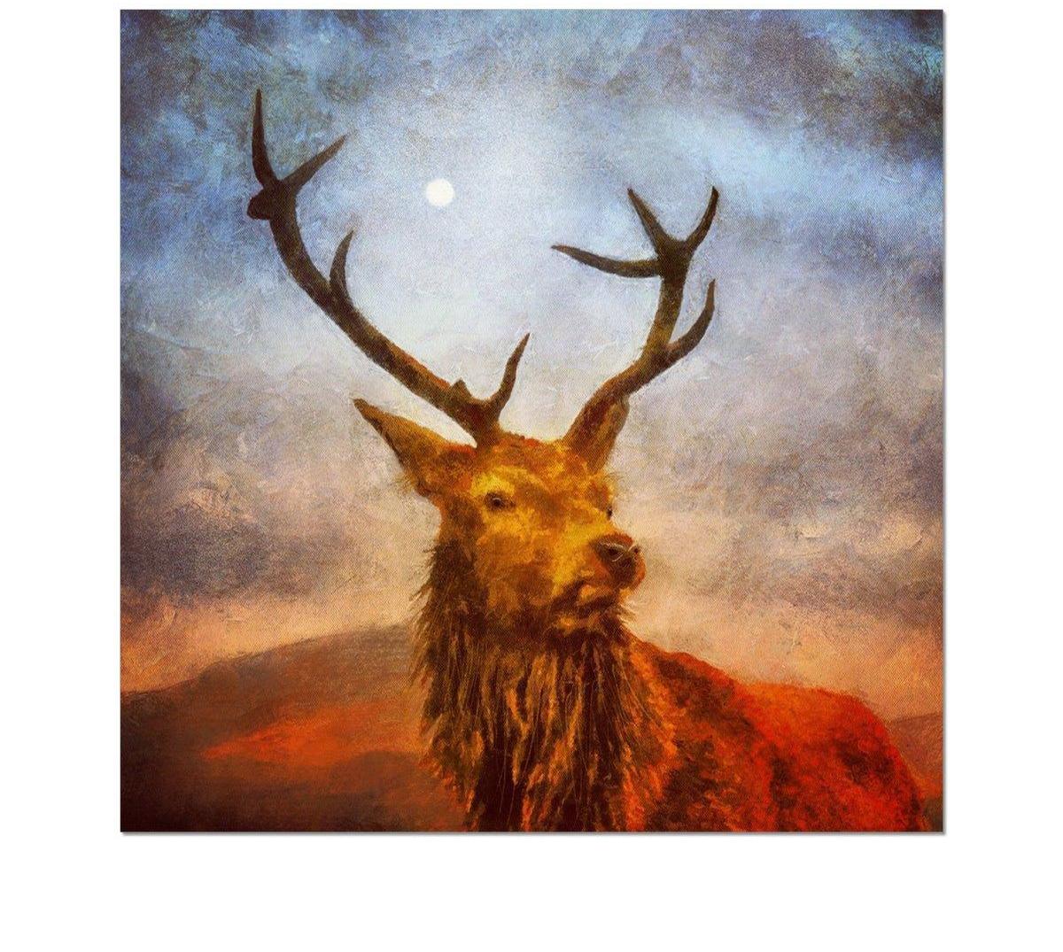 A Moonlit Highland Stag Art Prints from my Highlands & Lowlands Art Gallery Collection