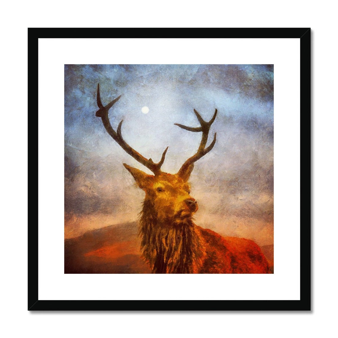 A Moonlit Highland Stag Painting | Framed &amp; Mounted Prints From Scotland