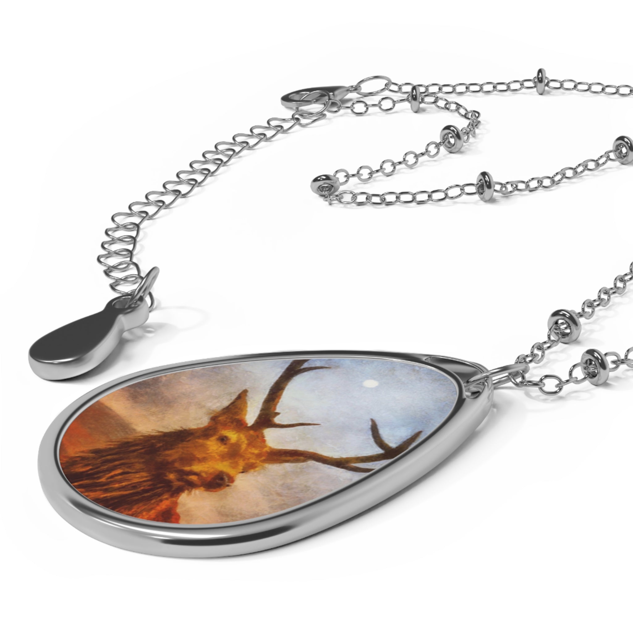 A Moonlit Highland Stag Necklace | Scottish Highlands & Lowlands Art Gallery | Paintings, Prints, Homeware and Art Gifts From Scotland By Scottish Artist Kevin Hunter