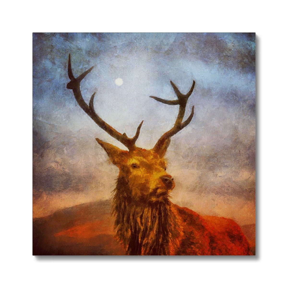 A Moonlit Highland Stag Painting | Canvas From Scotland