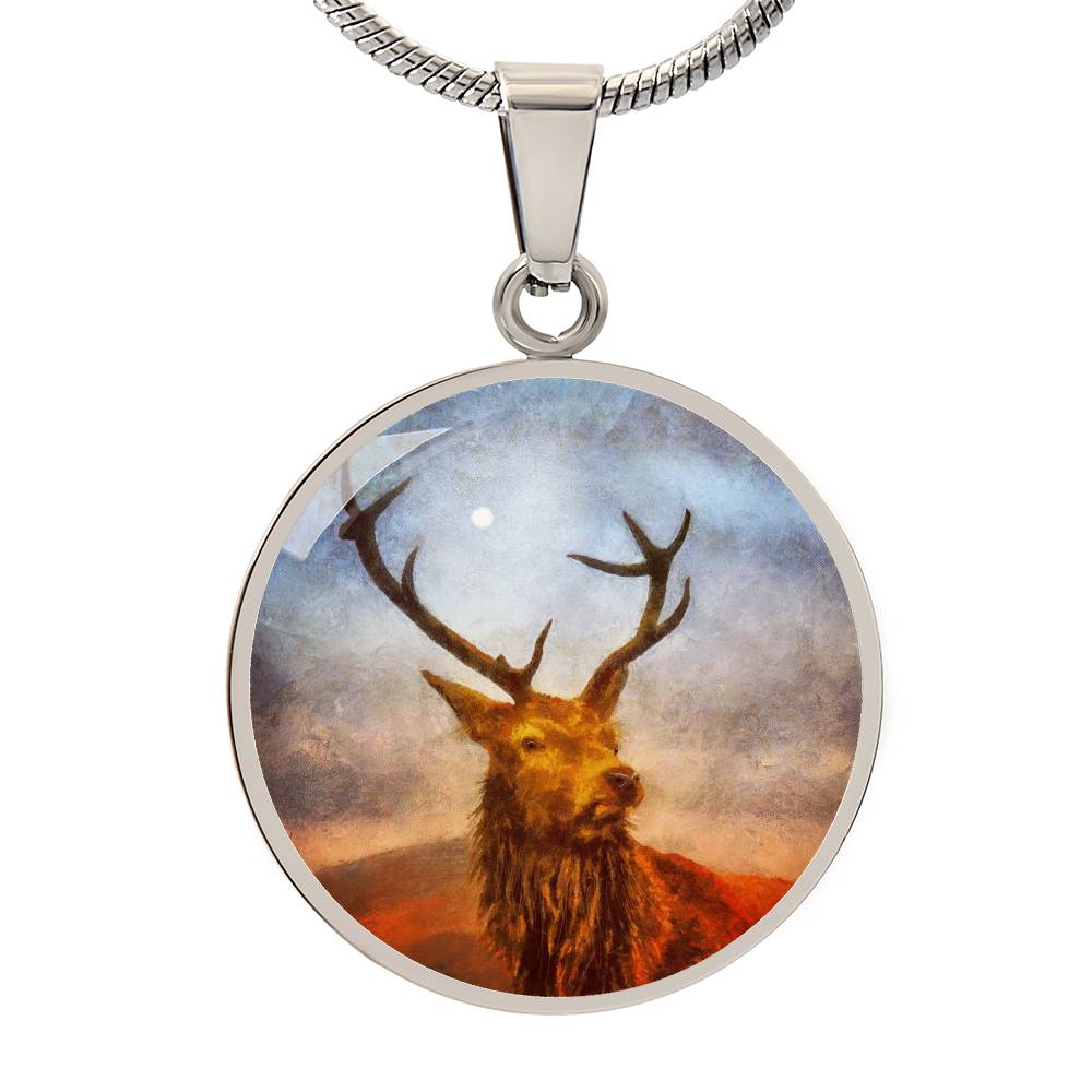 A Moonlit Highland Stag | Scottish Art Jewellery | Luxury Necklace