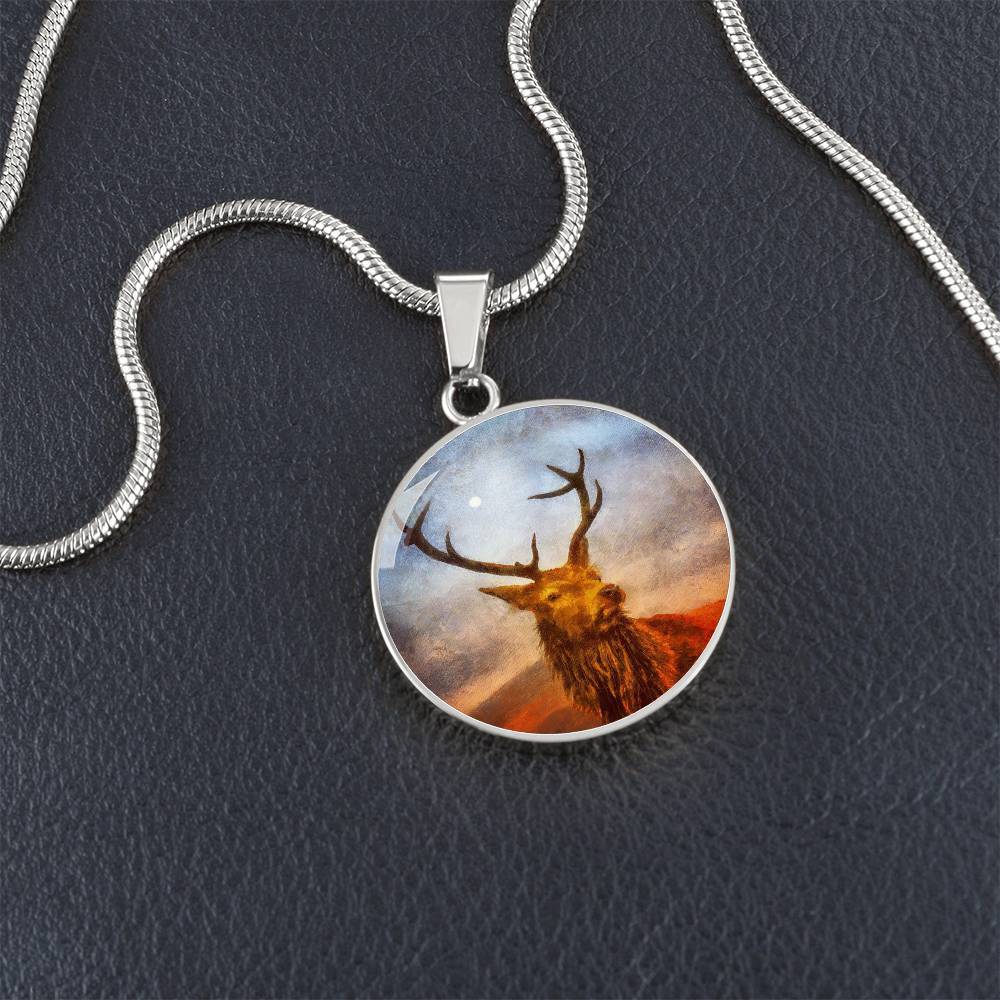 A Moonlit Highland Stag | Scottish Art Jewelry | Luxury Designer Necklace