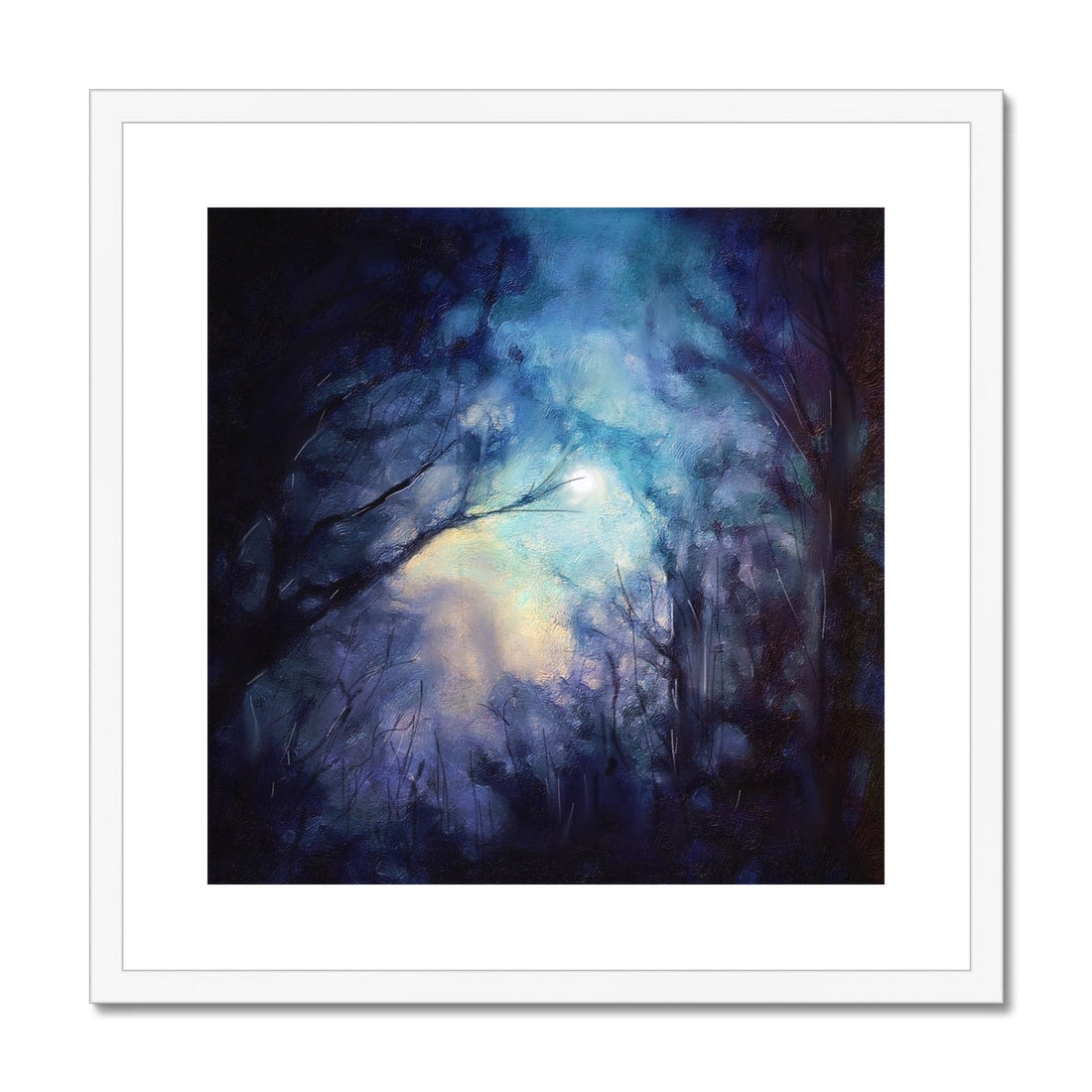 A Moonlit Highland Wood Painting | Framed &amp; Mounted Prints From Scotland