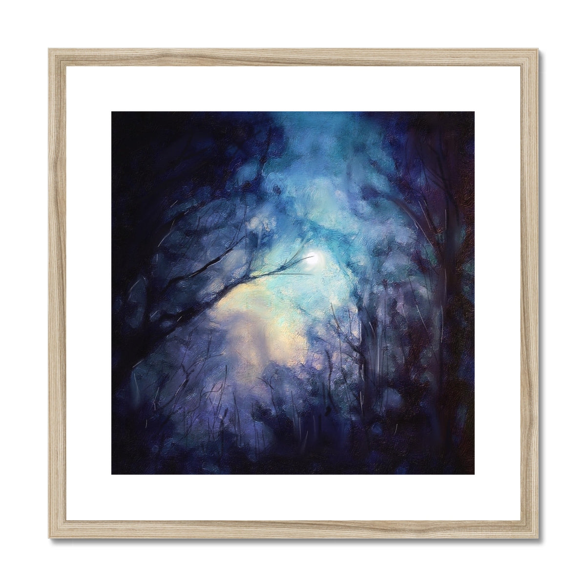 A Moonlit Highland Wood Painting | Framed & Mounted Prints From Scotland