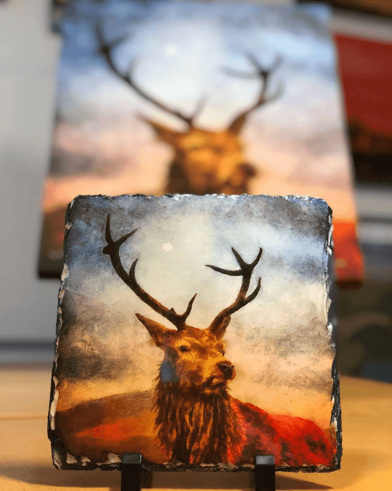 A Moonlit Highland Wood ii Slate Art-Slate Art-Scottish Highlands & Lowlands Art Gallery-Paintings, Prints, Homeware, Art Gifts From Scotland By Scottish Artist Kevin Hunter