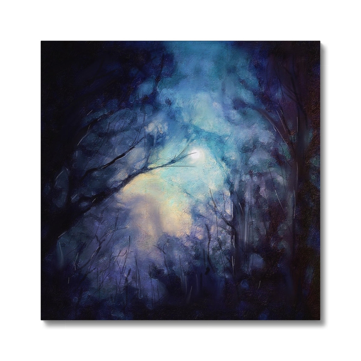 A Moonlit Highland Wood Painting | Canvas Prints From Scotland