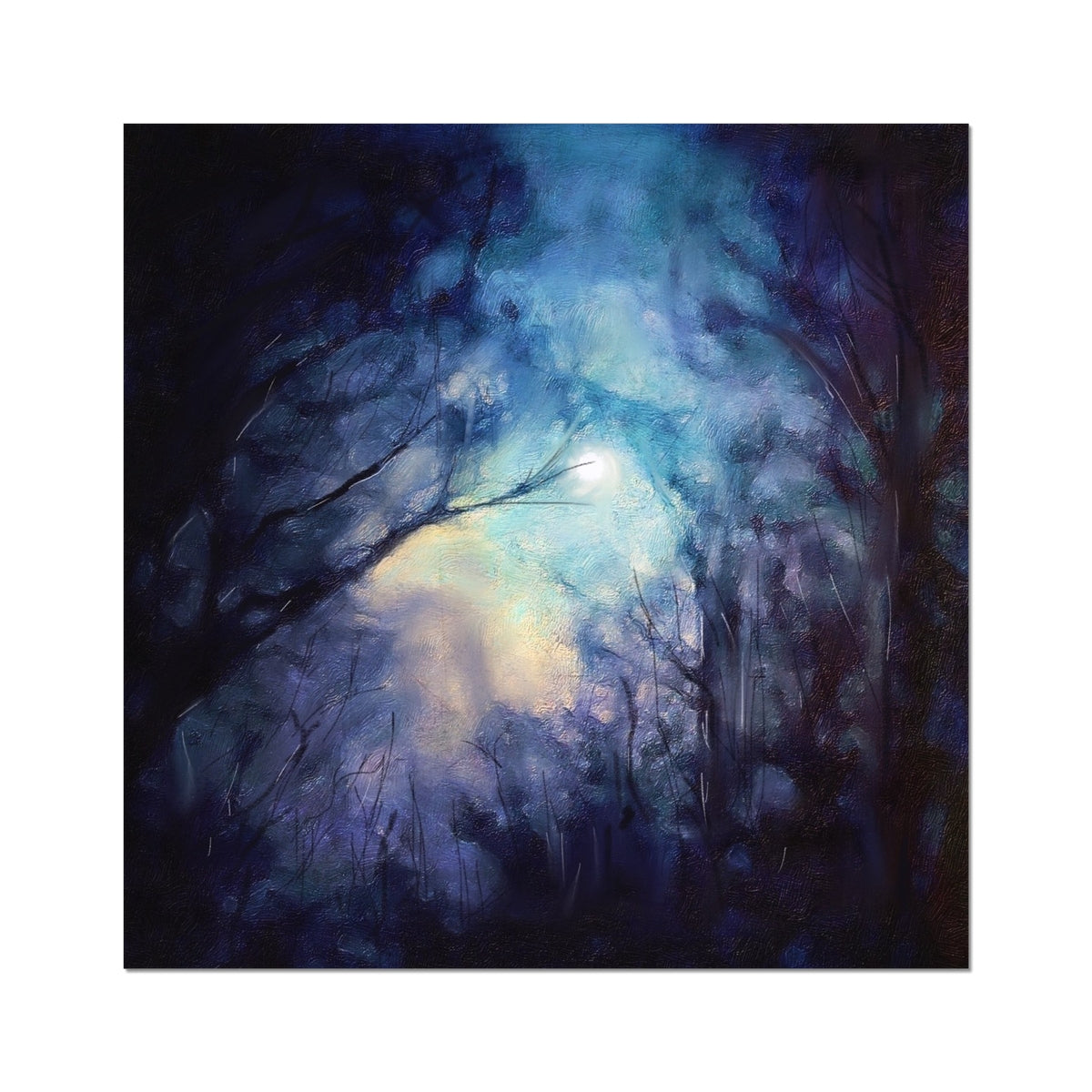 A Moonlit Highland Wood Painting | Signed Art Prints From Scotland | By Scottish Artist Hunter