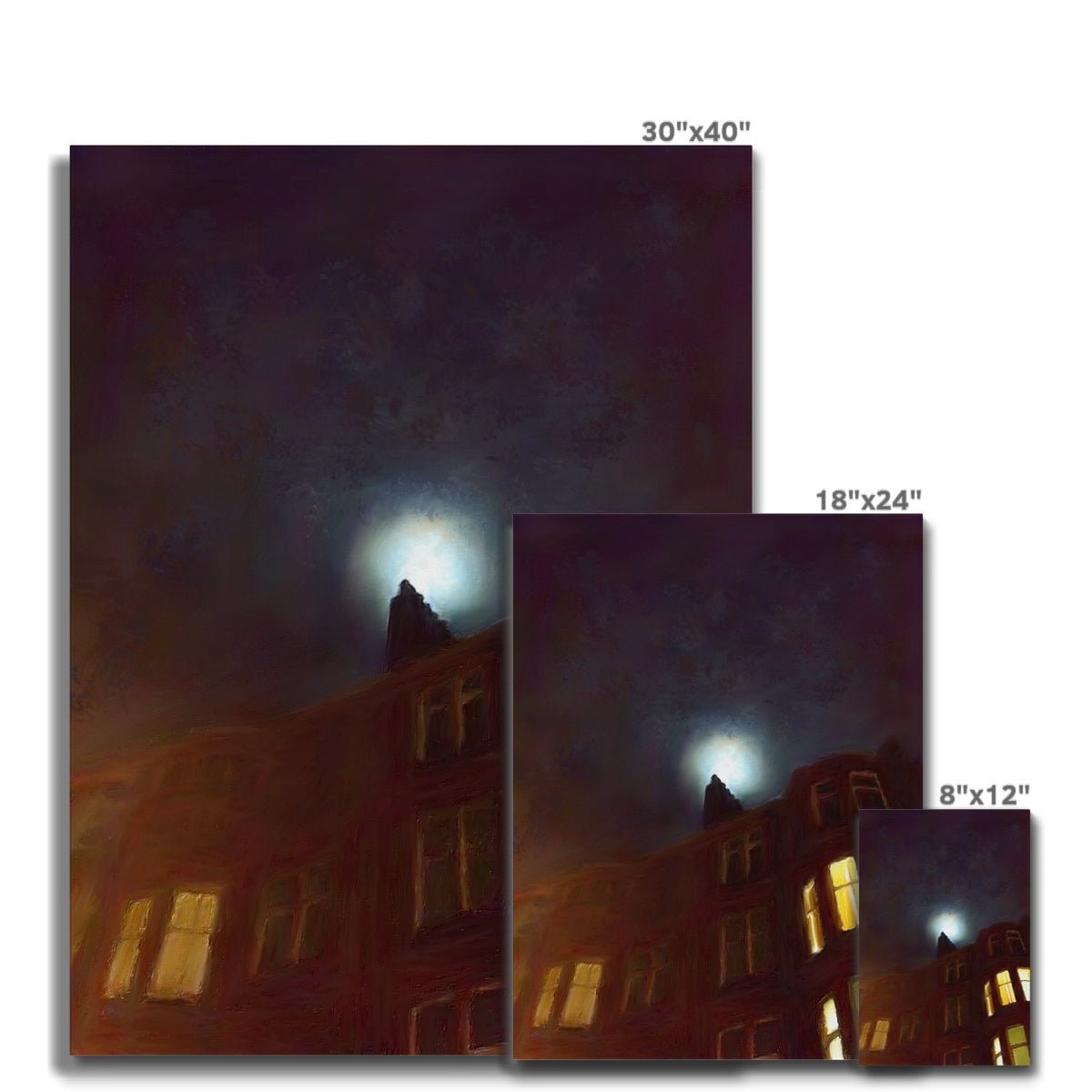 A Moonlit Tenement Painting | Canvas From Scotland