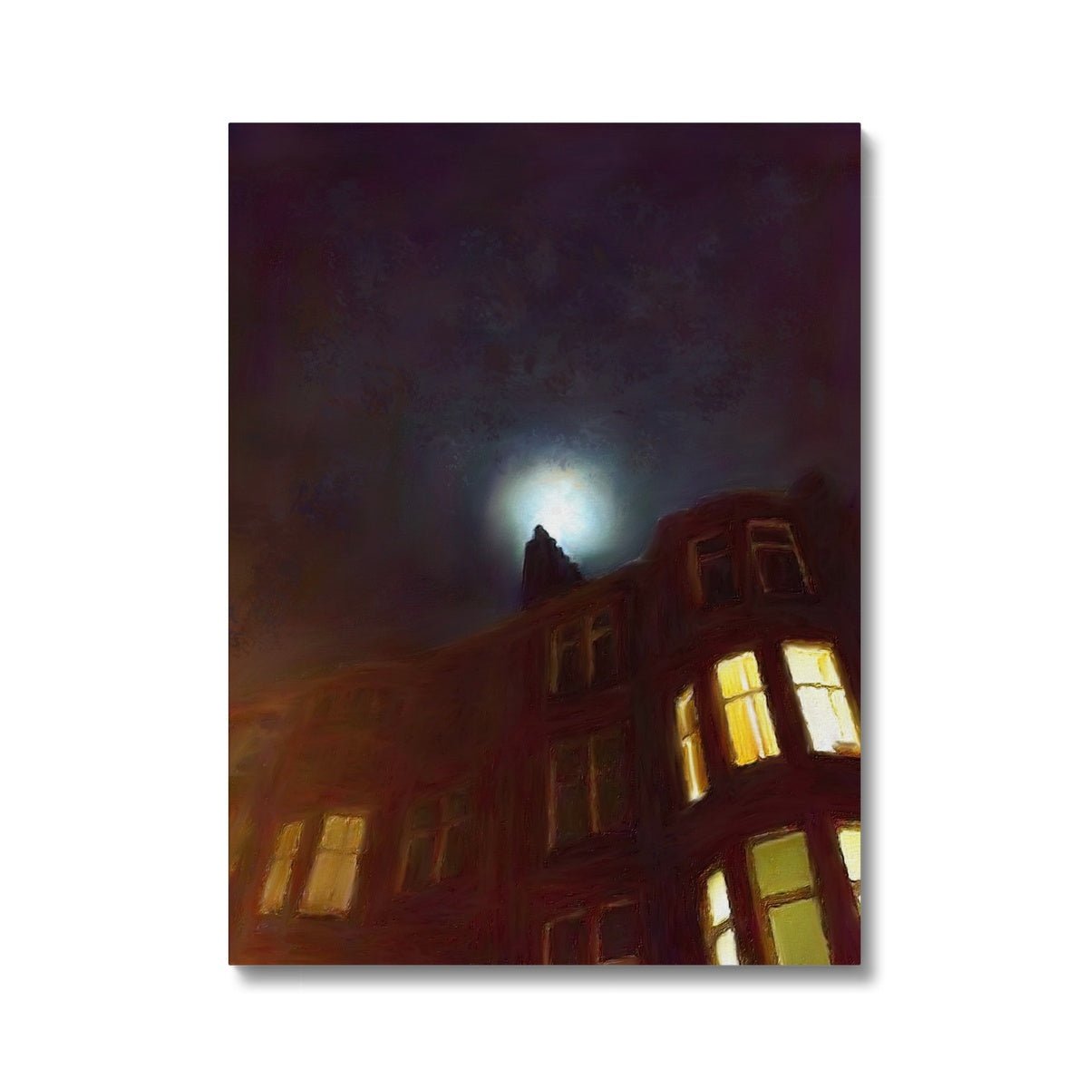 A Moonlit Tenement Painting | Canvas Prints From Scotland