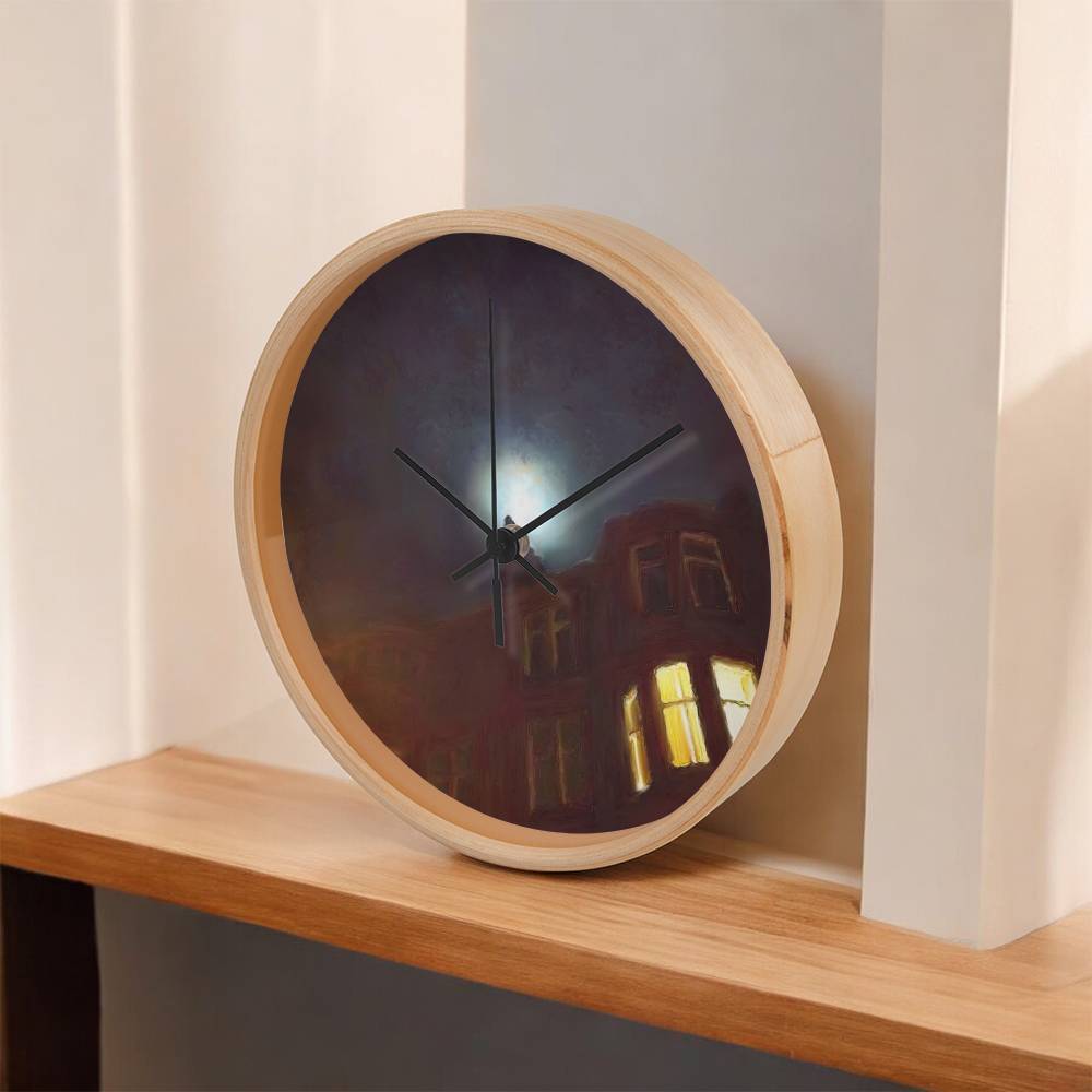 A Moonlit Tenement | Wall Art Clock | Scotland