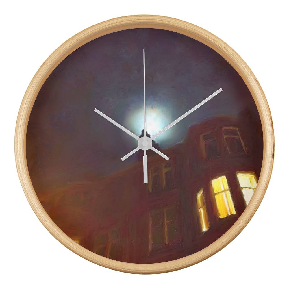 A Moonlit Tenement | Wall Art Clock | Scotland