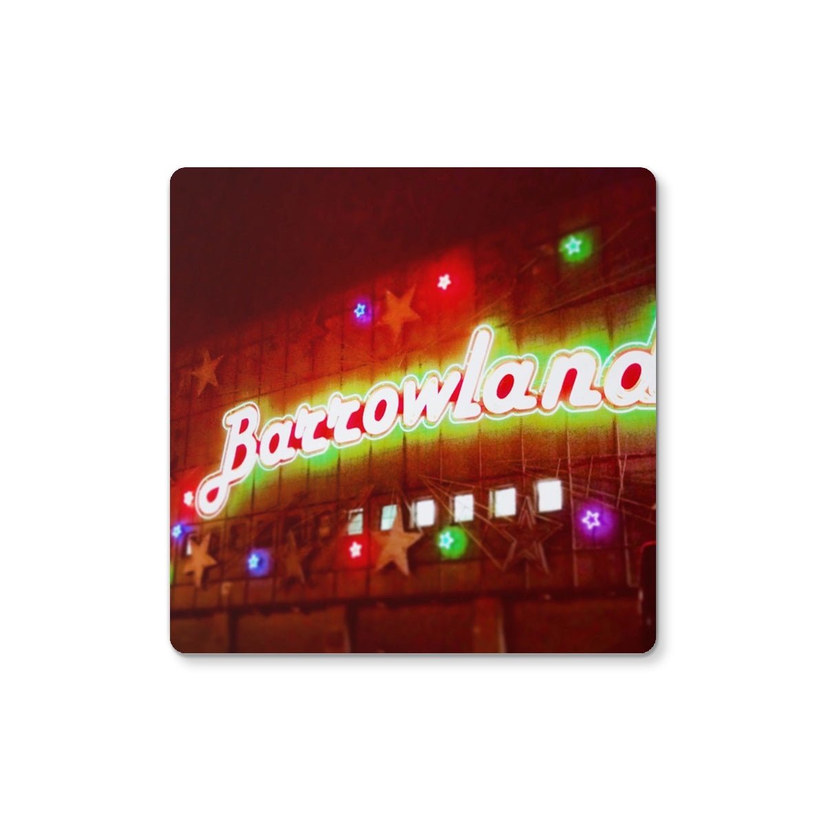 A Neon Glasgow Barrowlands Art Gifts Coaster-Coasters-Edinburgh & Glasgow Art Gallery-Single Coaster-Paintings, Prints, Homeware, Art Gifts From Scotland By Scottish Artist Kevin Hunter