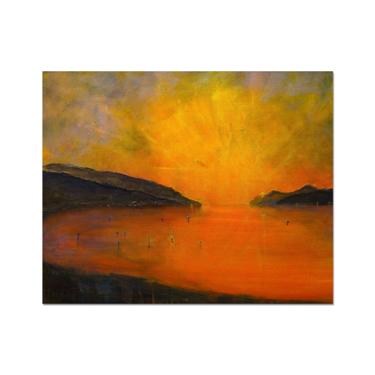 Loch Ness Sunset Painting | Hahnemühle German Etching Prints From Scotland-Fine art-Scottish Lochs & Mountains Art Gallery-20"x16"-Paintings, Prints, Homeware, Art Gifts From Scotland By Scottish Artist Kevin Hunter