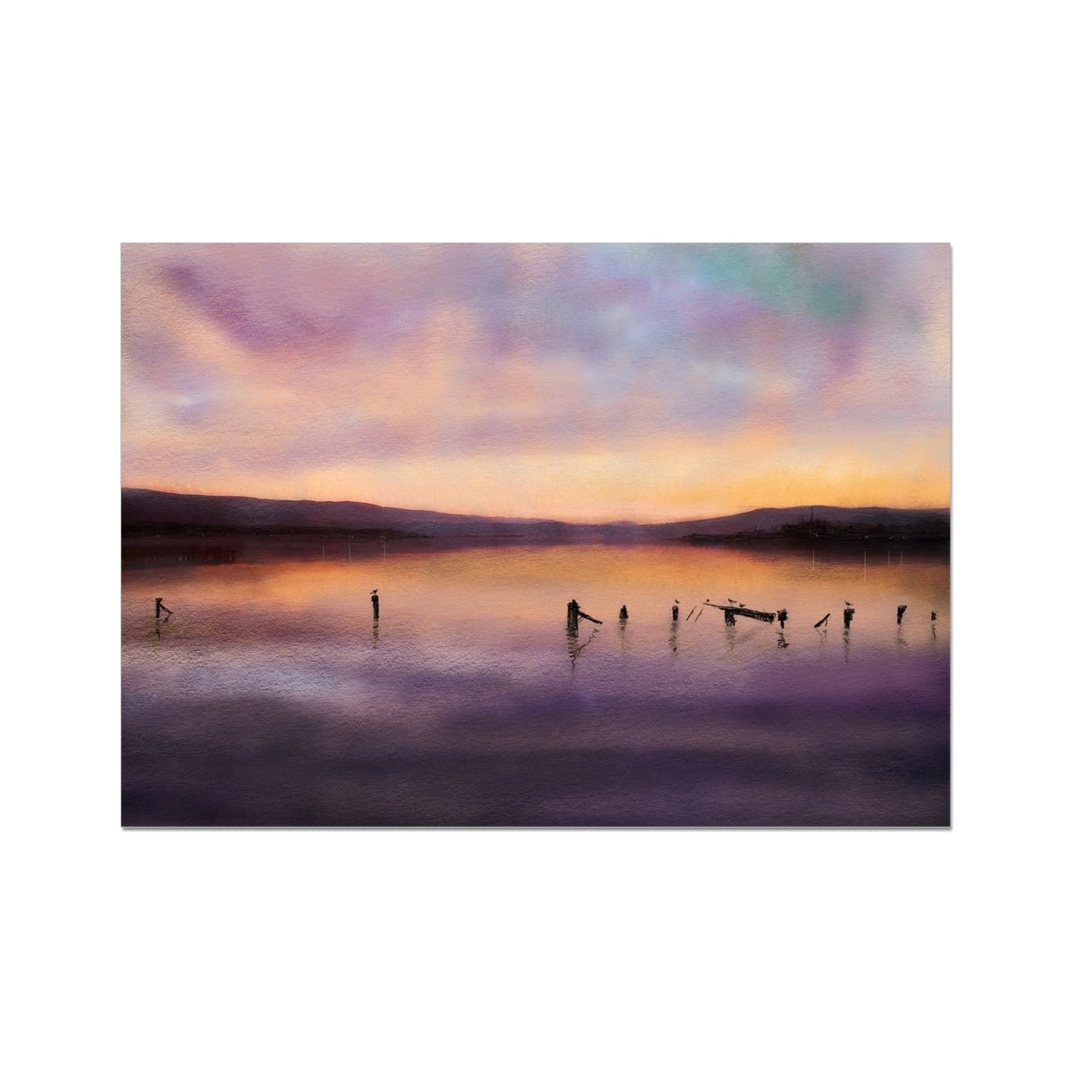 Admiralty Jetty Dusk Painting | Fine Art Prints From Scotland-Unframed Prints-River Clyde Art Gallery-A2 Landscape-Paintings, Prints, Homeware, Art Gifts From Scotland By Scottish Artist Kevin Hunter