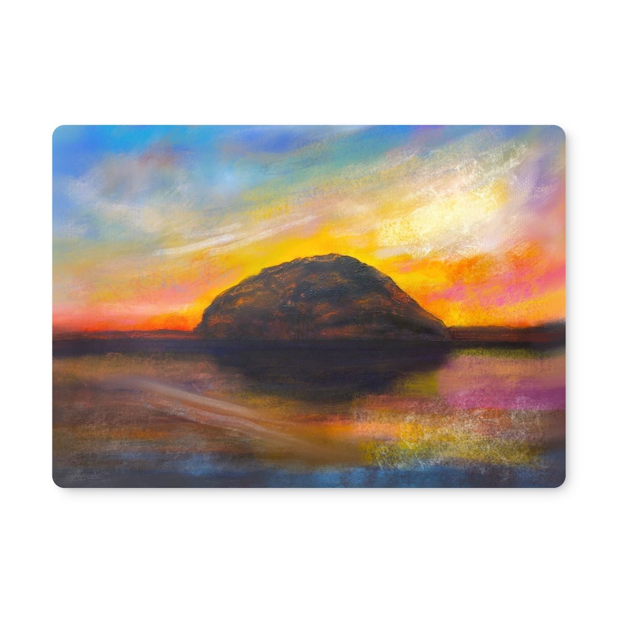 Ailsa Craig Dusk Arran Art Gifts Placemat-Placemats-Arran Art Gallery-6 Placemats-Paintings, Prints, Homeware, Art Gifts From Scotland By Scottish Artist Kevin Hunter