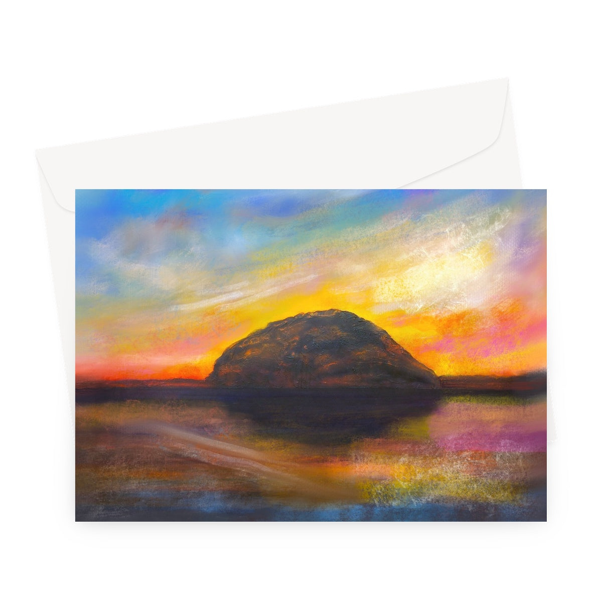 Ailsa Craig Dusk Arran Scottish Art Gifts Greeting Card