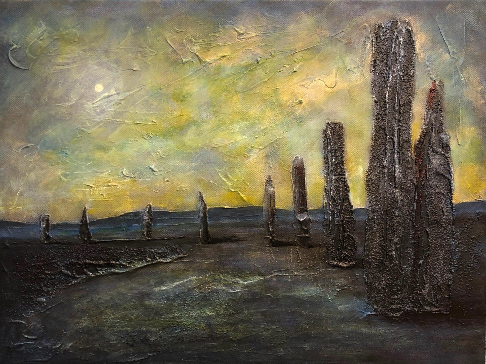 An Ethereal Ring Of Brodgar Orkney-Signed Art Prints By Scottish Artist Hunter-Orkney Art Gallery-Paintings, Prints, Homeware, Art Gifts From Scotland By Scottish Artist Kevin Hunter